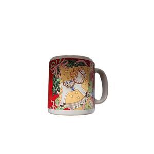 Christmas 1992 Sakura Inc. Coffee Cup Mug Rocking Horse Holiday Red White
